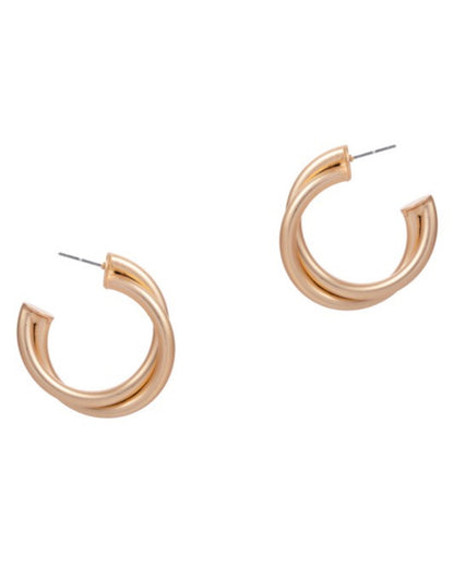 Double Circle Hoop Earrings - Gold