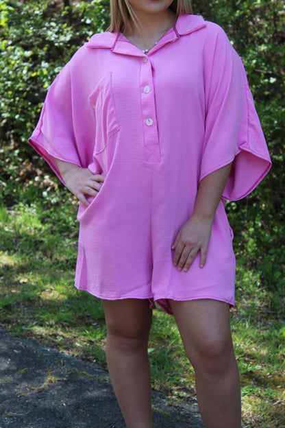 Flirty Feels Oversized Collared Romper