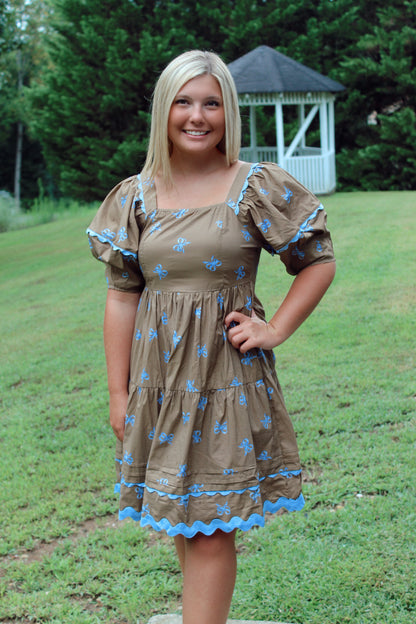 Coffee Cutie Tiered Bow Dress