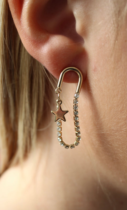 U Shape Rhinestone Drop Earrings