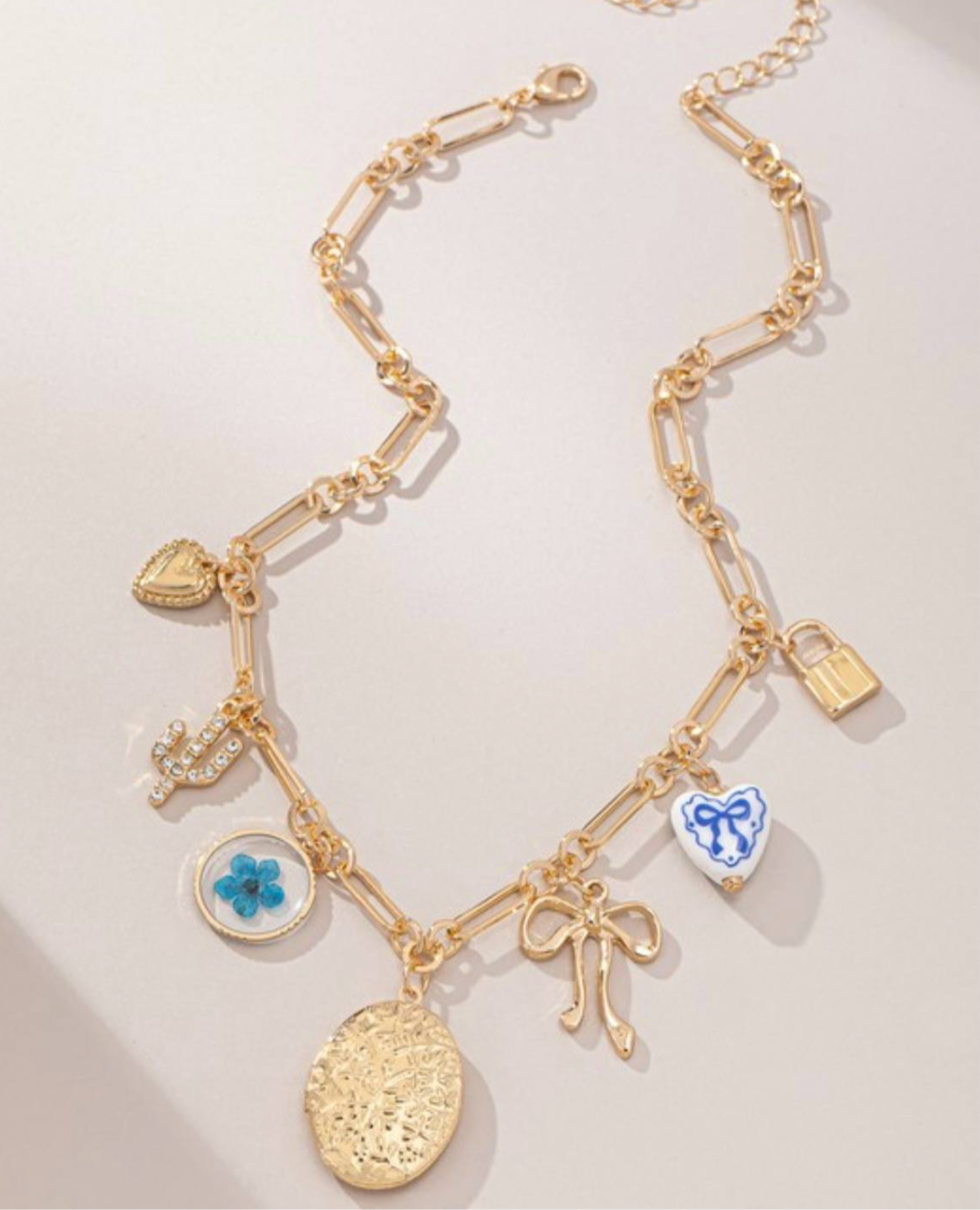 Dried Flower Locket Charm Necklace