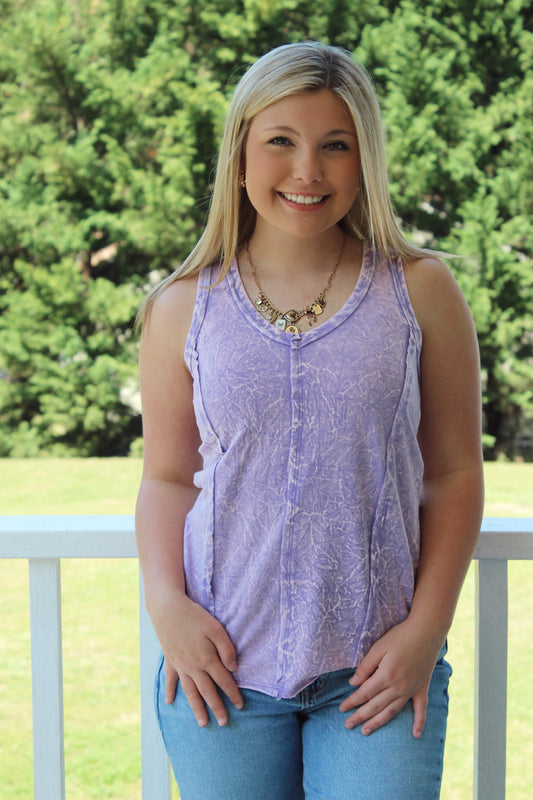 Lavender Crinkle Wash Tank