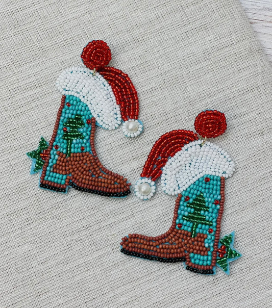 Christmas Cowboy Boot Earrings