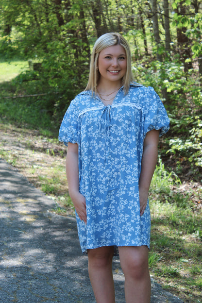 Floral Puff Sleeve Mini Dress