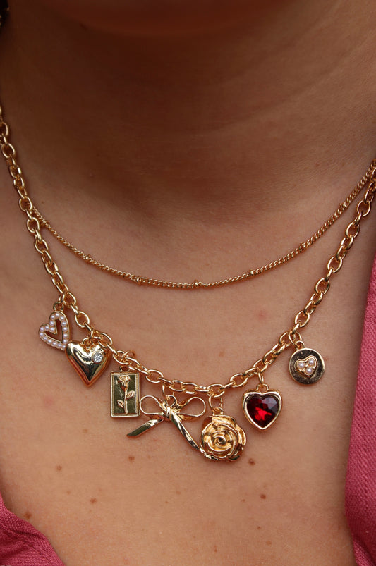 Gold Chain W/ Romantic Charms Necklace