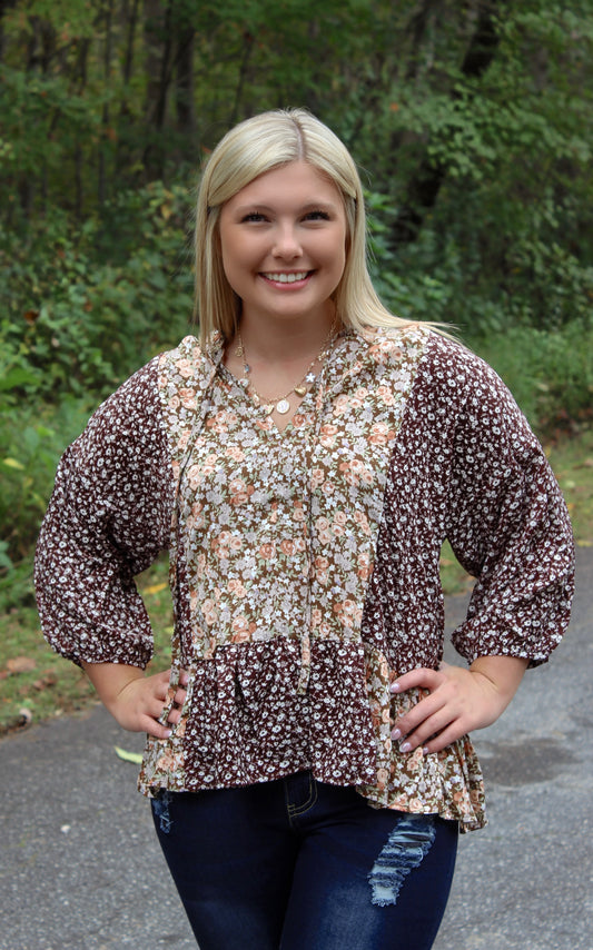 For The Love Of Floral Half-Sleeve Top