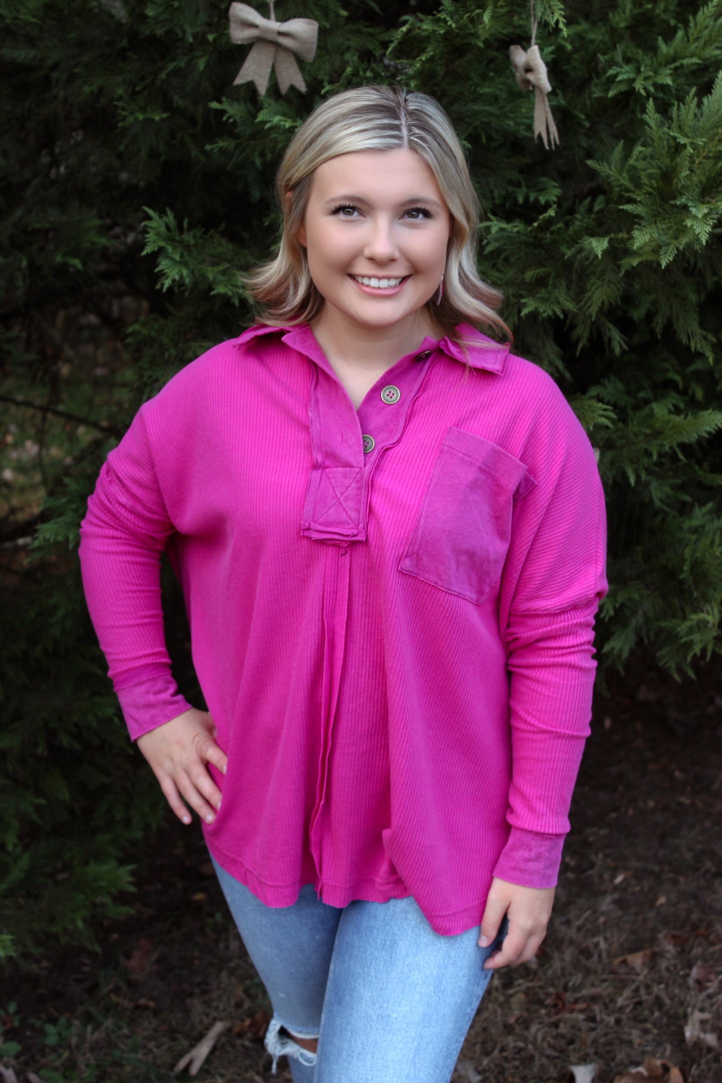 Pretty In Pink Contrast Pullover