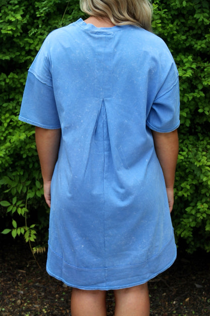 Comfy Casual T-Shirt Dress - Blue