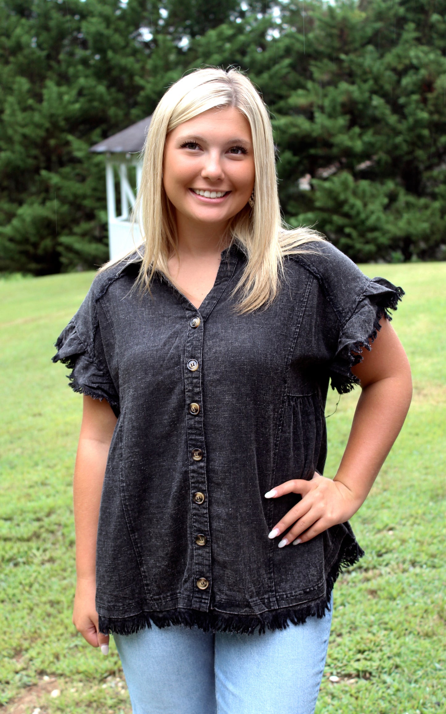 Rooftop Lounge Frayed Hem Top