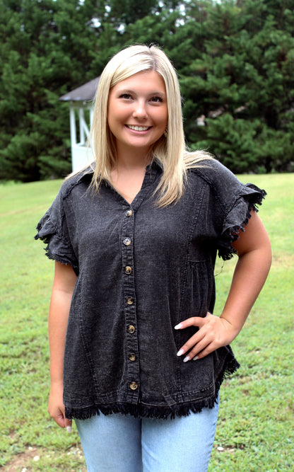 Rooftop Lounge Frayed Hem Top